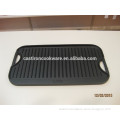 Cast Iron Vegetable Oil Rectangular Double Side Grill Pan for Cookware